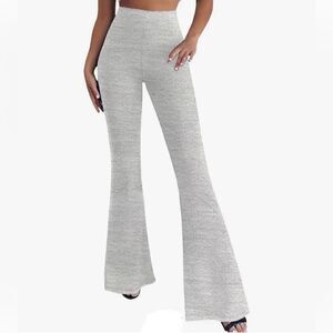 Hybrid & Company Flowy Wide Leg Palazzo Pants Heather Beige L NWT IN PKG